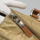 PRADA Tote Bag Nylon Beige Silver Auth 131176-10