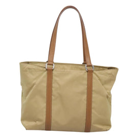 PRADA Tote Bag Nylon Beige Silver Auth 131176 - 0
