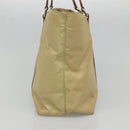 PRADA Tote Bag Nylon Beige Silver Auth 131176-4