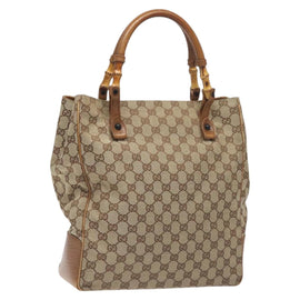 GUCCI GG Canvas Hand Bag Beige 112530 Auth 131180