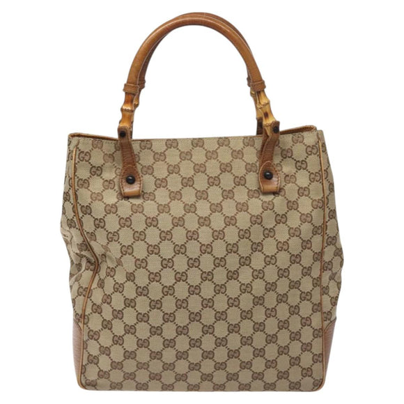 GUCCI GG Canvas Hand Bag Beige 112530 Auth 131180