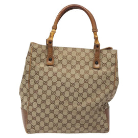 GUCCI GG Canvas Hand Bag Beige 112530 Auth 131180 - 0