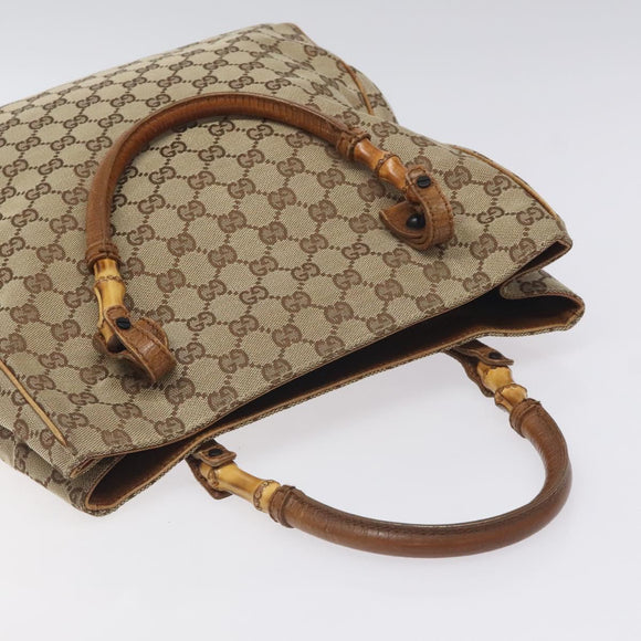 GUCCI GG Canvas Hand Bag Beige 112530 Auth 131180