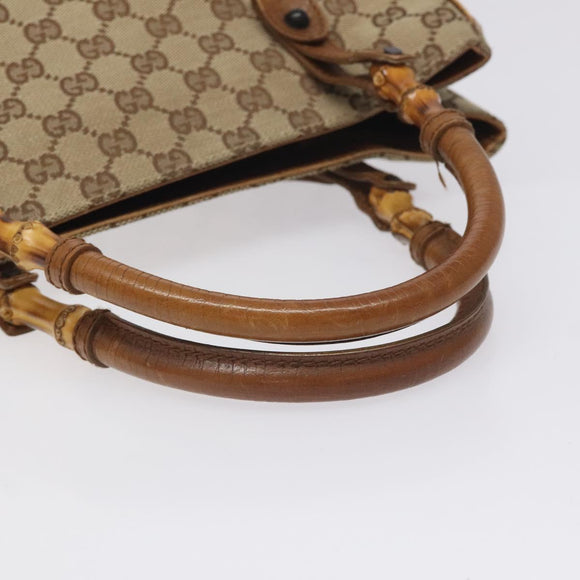 GUCCI GG Canvas Hand Bag Beige 112530 Auth 131180
