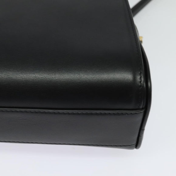 Salvatore Ferragamo Gancini Chain Shoulder Bag Leather Black Gold Auth 131182