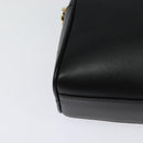 Salvatore Ferragamo Gancini Chain Shoulder Bag Leather Black Gold Auth 131182-16