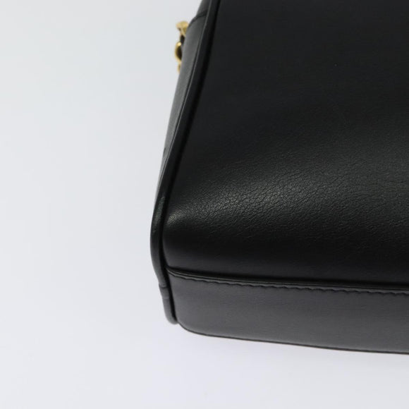 Salvatore Ferragamo Gancini Chain Shoulder Bag Leather Black Gold Auth 131182