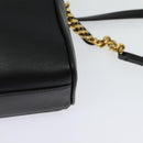 Salvatore Ferragamo Gancini Chain Shoulder Bag Leather Black Gold Auth 131182-17
