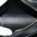 Salvatore Ferragamo Gancini Chain Shoulder Bag Leather Black Gold Auth 131182-10