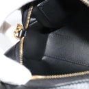 Salvatore Ferragamo Gancini Chain Shoulder Bag Leather Black Gold Auth 131182-20