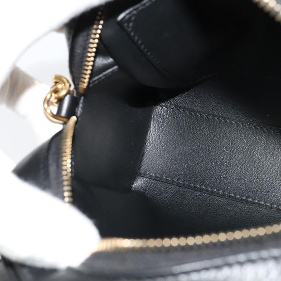 Salvatore Ferragamo Gancini Chain Shoulder Bag Leather Black Gold Auth 131182