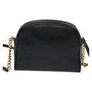 Salvatore Ferragamo Gancini Chain Shoulder Bag Leather Black Gold Auth 131182-2