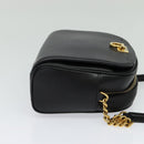 Salvatore Ferragamo Gancini Chain Shoulder Bag Leather Black Gold Auth 131182-4