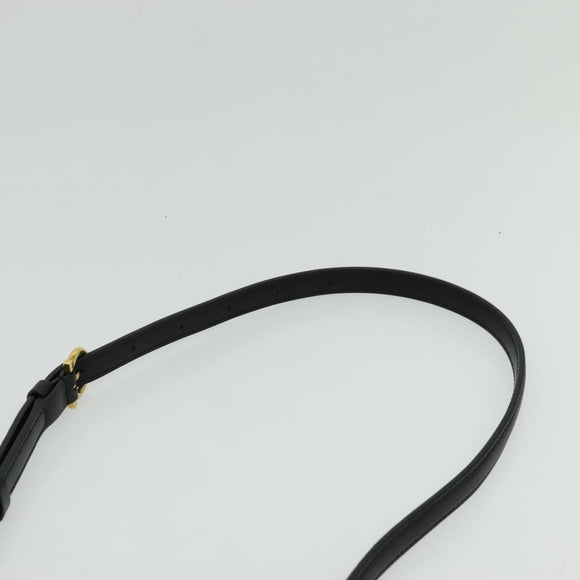 Salvatore Ferragamo Gancini Chain Shoulder Bag Leather Black Gold Auth 131182