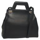 Salvatore Ferragamo Gancini Hand Bag Leather 2way Black Silver Auth 131183-1