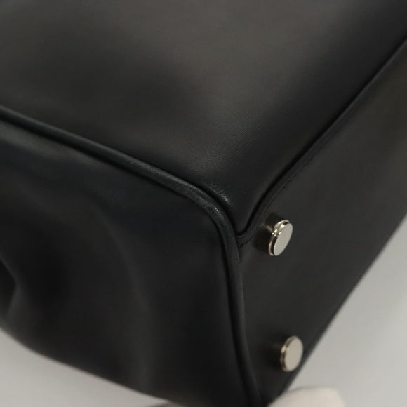 Salvatore Ferragamo Gancini Hand Bag Leather 2way Black Silver Auth 131183