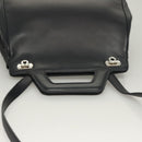 Salvatore Ferragamo Gancini Hand Bag Leather 2way Black Silver Auth 131183-6