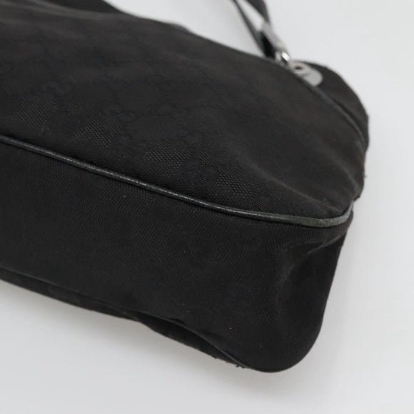 GUCCI GG Canvas Tote Bag Black Silver 121023 Auth 131188