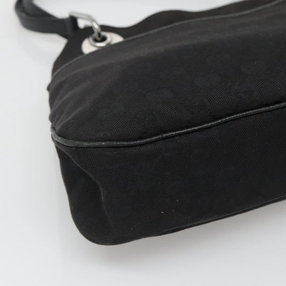 GUCCI GG Canvas Tote Bag Black Silver 121023 Auth 131188