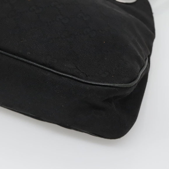 GUCCI GG Canvas Tote Bag Black Silver 121023 Auth 131188