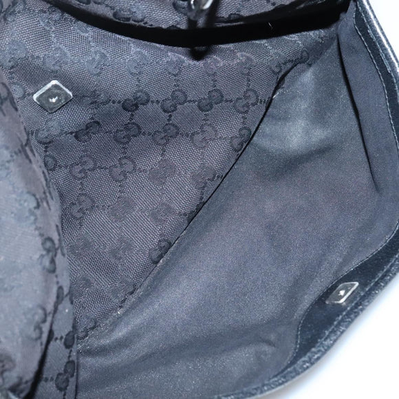 GUCCI GG Canvas Tote Bag Black Silver 121023 Auth 131188