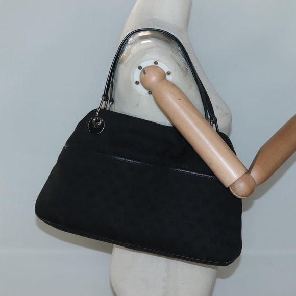 GUCCI GG Canvas Tote Bag Black Silver 121023 Auth 131188
