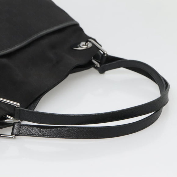 GUCCI GG Canvas Tote Bag Black Silver 121023 Auth 131188