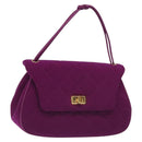 CHANEL Matelasse Hand Bag cotton Purple Gold CC Auth 131194-1