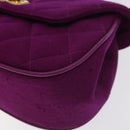 CHANEL Matelasse Hand Bag cotton Purple Gold CC Auth 131194-9