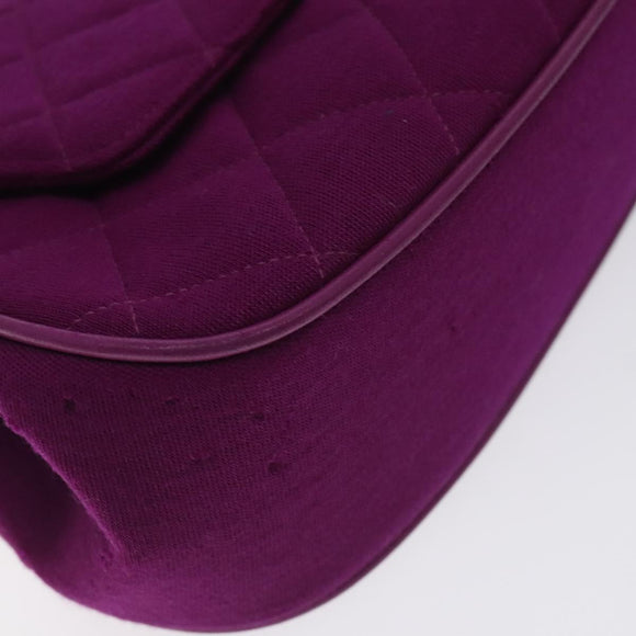 CHANEL Matelasse Hand Bag cotton Purple Gold CC Auth 131194