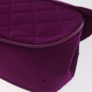 CHANEL Matelasse Hand Bag cotton Purple Gold CC Auth 131194-15