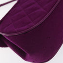 CHANEL Matelasse Hand Bag cotton Purple Gold CC Auth 131194-16