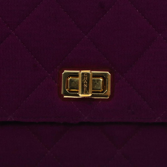 CHANEL Matelasse Hand Bag cotton Purple Gold CC Auth 131194