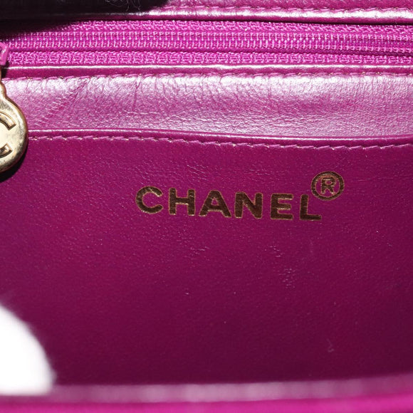 CHANEL Matelasse Hand Bag cotton Purple Gold CC Auth 131194