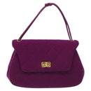 CHANEL Matelasse Hand Bag cotton Purple Gold CC Auth 131194-13