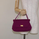 CHANEL Matelasse Hand Bag cotton Purple Gold CC Auth 131194-24