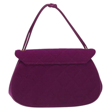 CHANEL Matelasse Hand Bag cotton Purple Gold CC Auth 131194 - 0