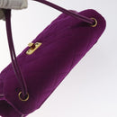 CHANEL Matelasse Hand Bag cotton Purple Gold CC Auth 131194-6