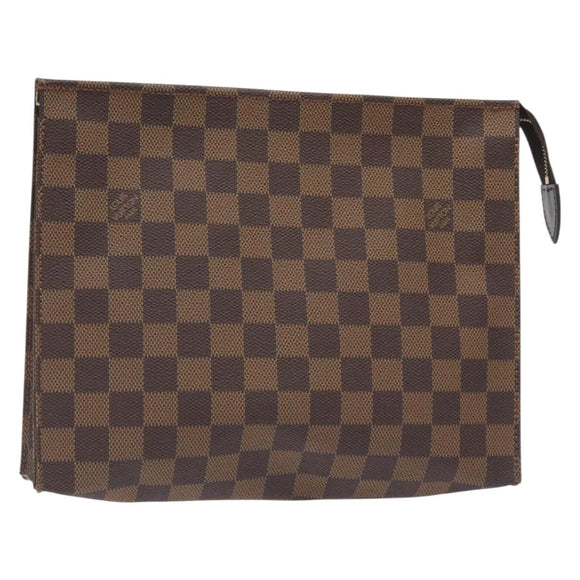 LOUIS VUITTON Damier Ebene Poche Toilette 26 Pouch N47543 LV Auth 131222