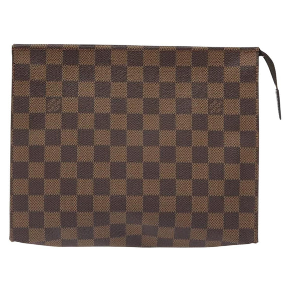 LOUIS VUITTON Damier Ebene Poche Toilette 26 Pouch N47543 LV Auth 131222