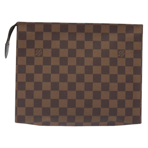 LOUIS VUITTON Damier Ebene Poche Toilette 26 Pouch N47543 LV Auth 131222