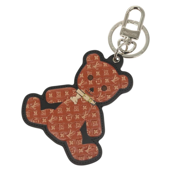 LOUIS VUITTON Porte Cles Teddy Bear Charm Leather Brown M00342 LV Auth 131282