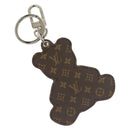 LOUIS VUITTON Porte Cles Teddy Bear Charm Leather Brown M00342 LV Auth 131282-3