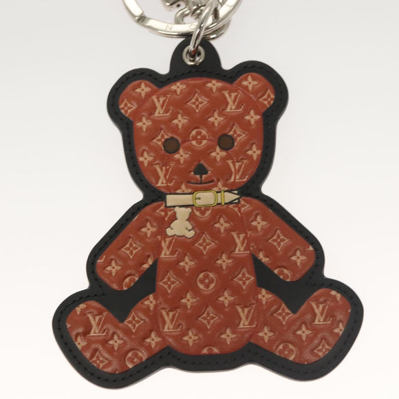 LOUIS VUITTON Porte Cles Teddy Bear Charm Leather Brown M00342 LV Auth 131282