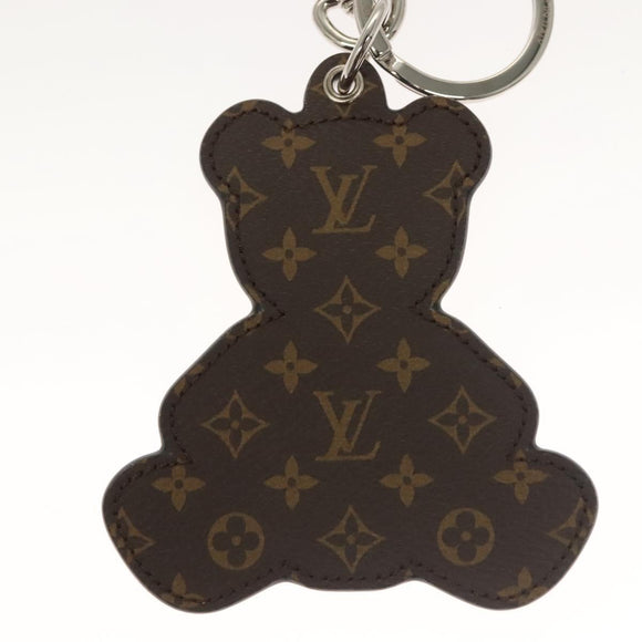 LOUIS VUITTON Porte Cles Teddy Bear Charm Leather Brown M00342 LV Auth 131282