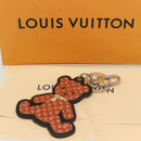 LOUIS VUITTON Porte Cles Teddy Bear Charm Leather Brown M00342 LV Auth 131282-8