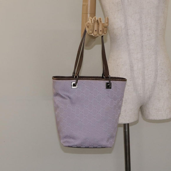 GUCCI GG Canvas Tote Bag Purple Silver 31244 Auth 131330