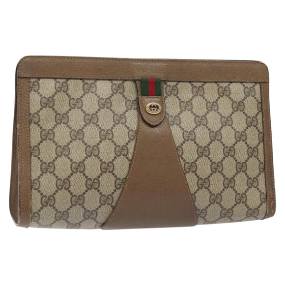 GUCCI GG Supreme Web Sherry Line Bag PVC Beige Green Red 89 01 033 Auth 131335