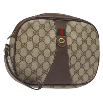 GUCCI GG Supreme Web Sherry Line Bag PVC Beige Green Red 156 01 034 Auth 131336