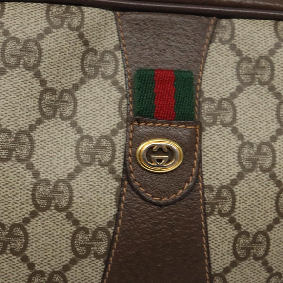 GUCCI GG Supreme Web Sherry Line Bag PVC Beige Green Red 156 01 034 Auth 131336